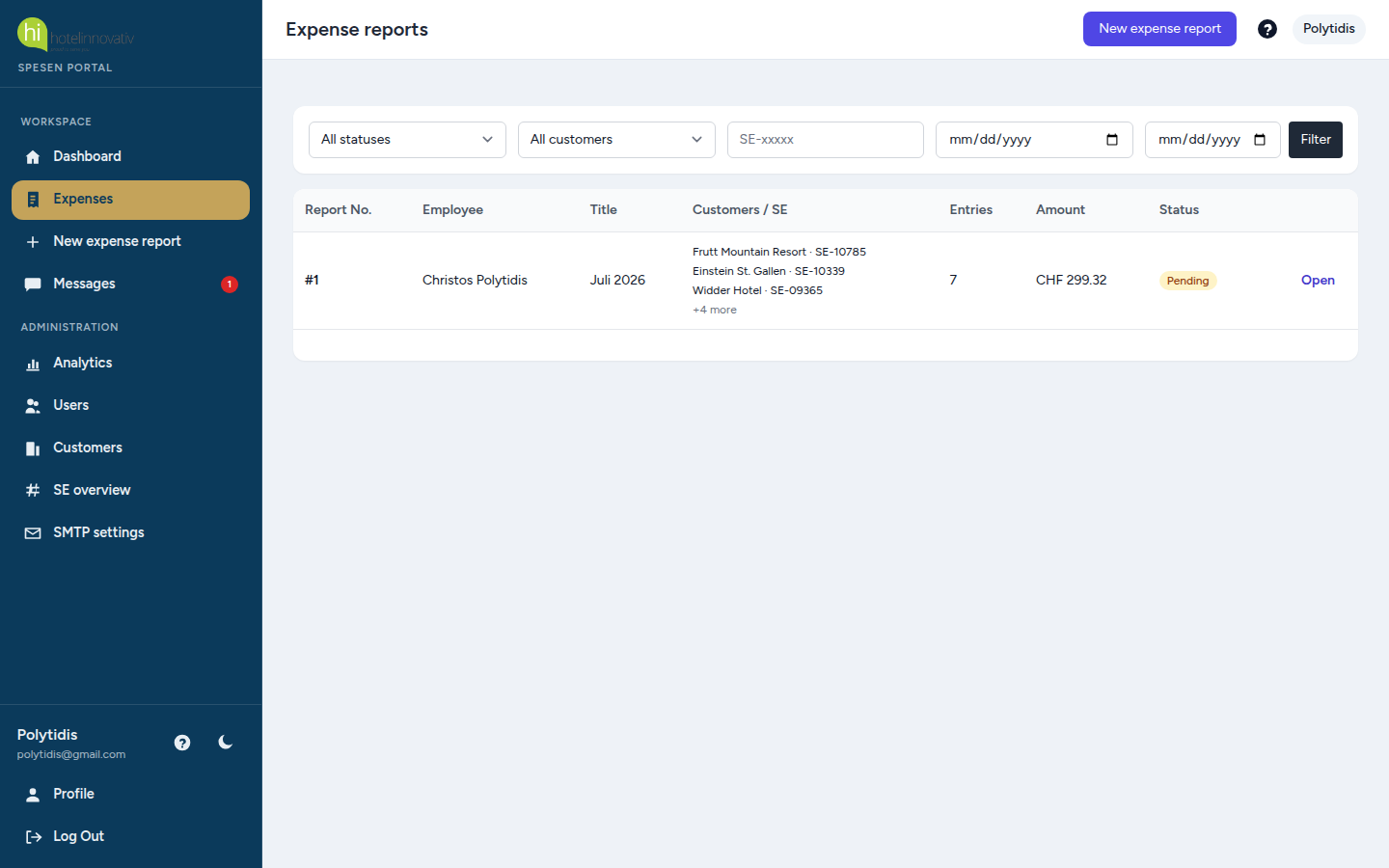 Expenses list