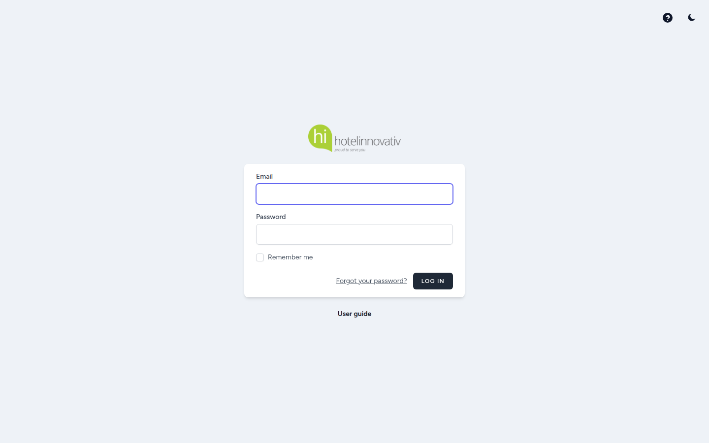 Login screen
