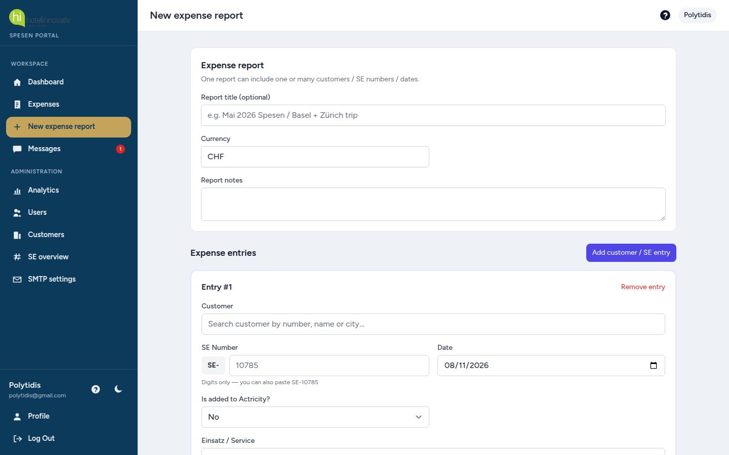New expense form
